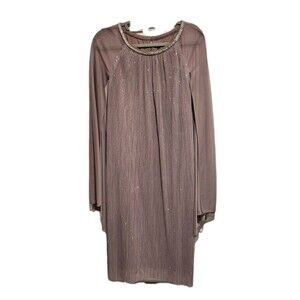R&M Richards Woman Rhinestone-Neck Cape-Sleeve Dress Lavender Size 22W